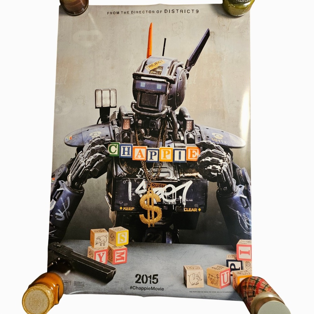 Chappie‎ 2015 Original Advance Movie Poster 27x40 Ninja Watkin Tudor Jones D/S